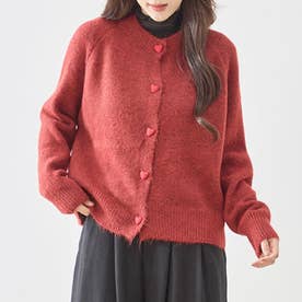 ニットカーディガン レディース シャギー ニット カーディガン カーデ モヘアタッチ ハートボタン長袖 ミドル丈 アウター 羽織り ふわふわ おしゃれ 大人 可愛い カジュアル きれいめ （WN）