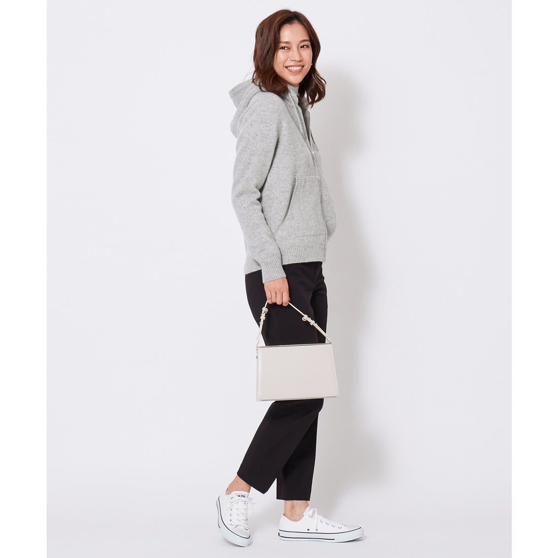 ICB 【ふんわりカシミヤ混】Soft Cashmere Mix ニットパーカー