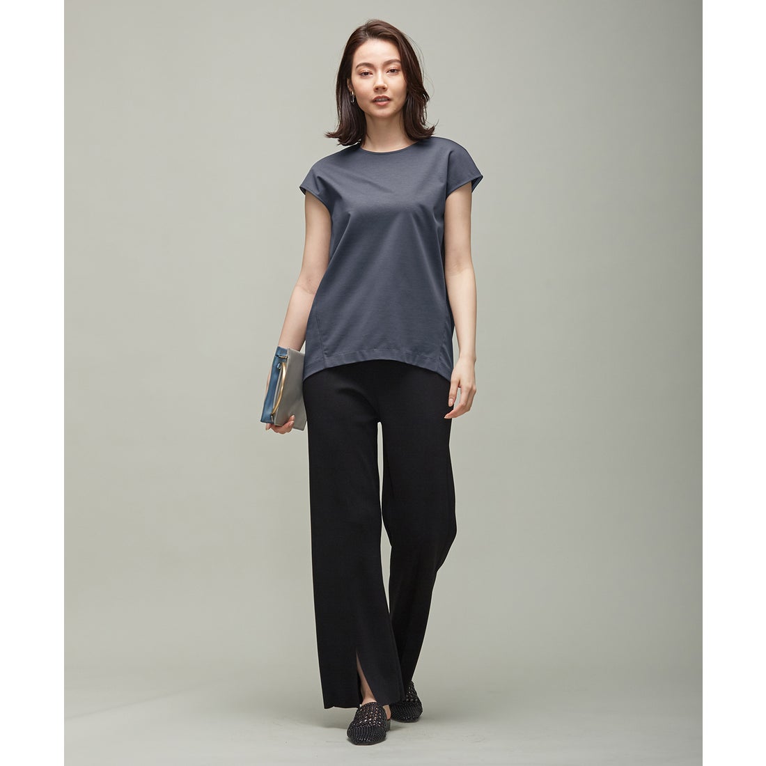 ICB 【洗える】 Lily バックファスナー カットソー （ブラック系