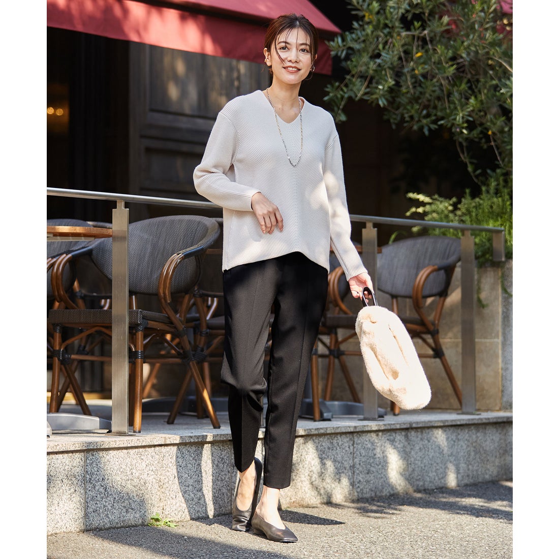 ICB 【先行予約】ウールストレッチツイル ドロストパンツ （アイボリー 
