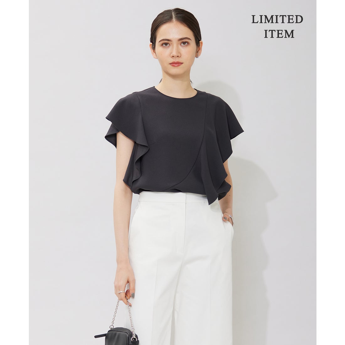 ICB 【WEB限定・洗える】BackSatinGeorgette ラッフルブラウス