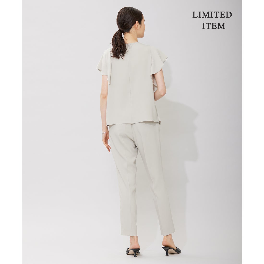 ICB 【WEB限定・洗える】BackSatinGeorgette ラッフルブラウス