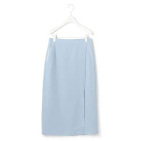 【WEB限定カラーあり】FluidBackSatin ナロースカート （ライトブルー系）