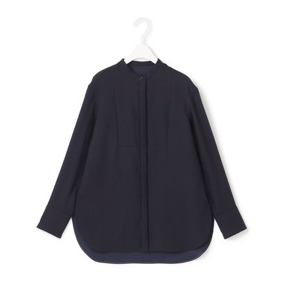 【接触冷感・UVケア・速乾・洗える】 FluidBackSatin シャツブラウス （ネイビー系）｜詳細画像