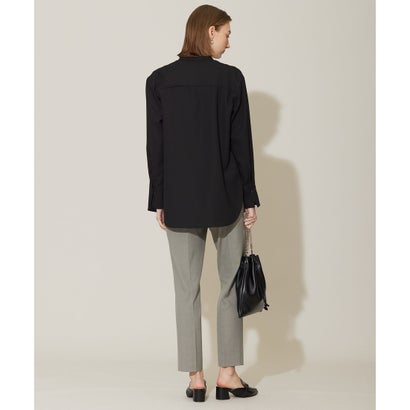 【接触冷感・UVケア・速乾・洗える】 FluidBackSatin シャツブラウス （ネイビー系）｜詳細画像