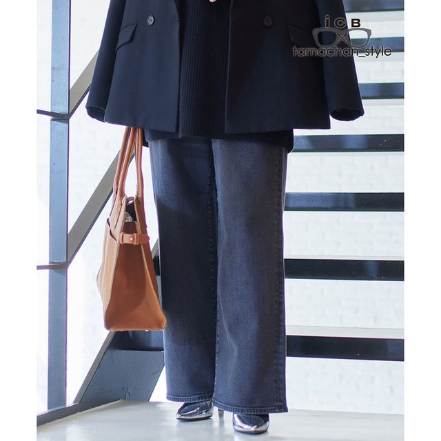 【WEB限定】【ICB×tamachan_style コラボ】スタイルアップ ワイドデニム （グレー系）