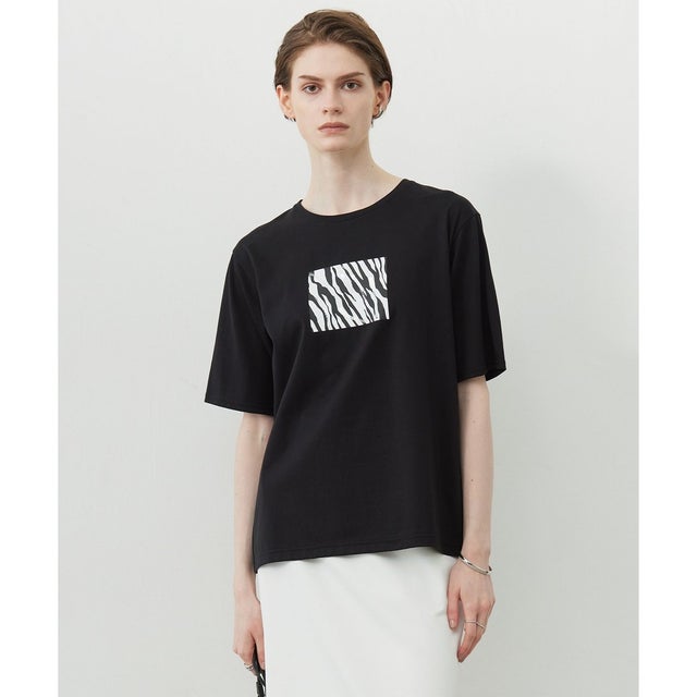 【接触冷感・UVケア・洗える】ゼブラ柄 TEE （ブラック系）