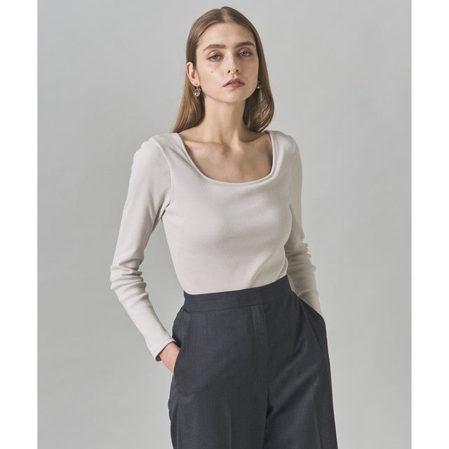 【洗える】【OUR WACOAL コラボ】カップイン スクエアネックロングTシャツ （トープ系）