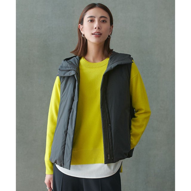 【撥水加工】ADSダウン フーデット ベスト （チャコールグレー系）