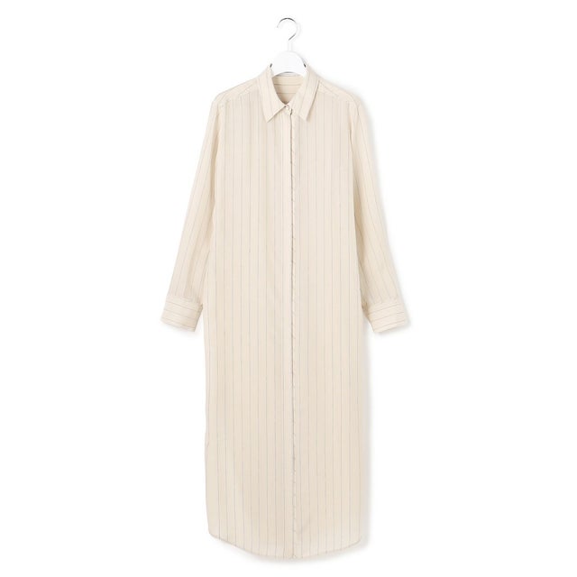 【WEB＆一部店舗限定】PreshrunkCupraStripe シャツワンピース （エクリュストライプ）