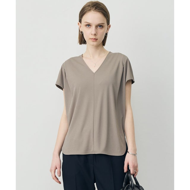 スパンプラチナム Vネックカットソー （スティールカーキ）