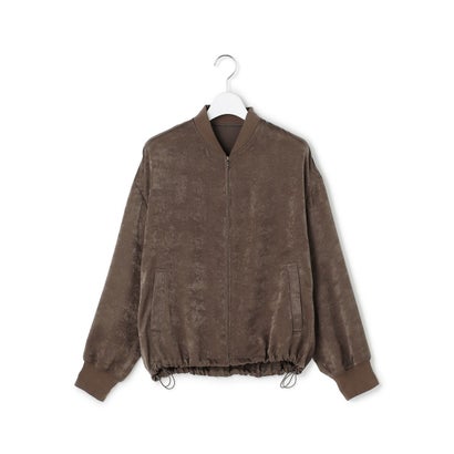 スウェードライクサテン ジップアップブルゾン （モカ）｜詳細画像