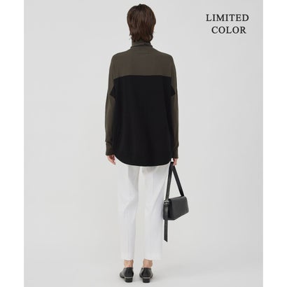 ICB 【WEB限定カラーあり】ヴィスコースワイド タートルネックプルオーバー （サックスグレー×ブラック）｜詳細画像