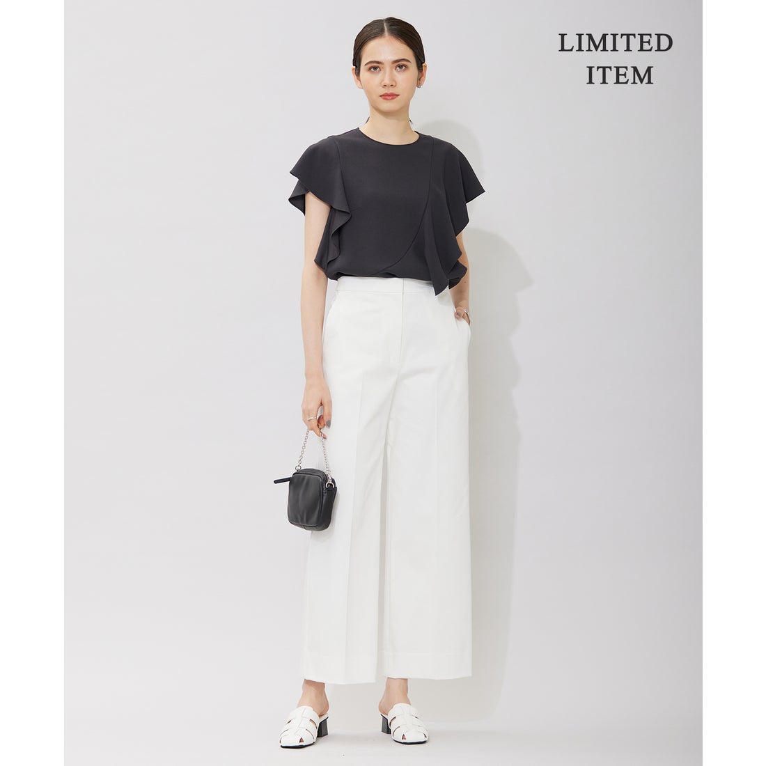 ICB L 【WEB限定・洗える】BackSatinGeorgette ラッフルブラウス