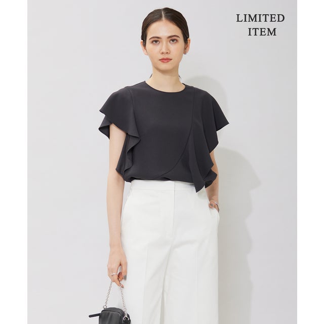 ICB L 【WEB限定・洗える】BackSatinGeorgette ラッフルブラウス
