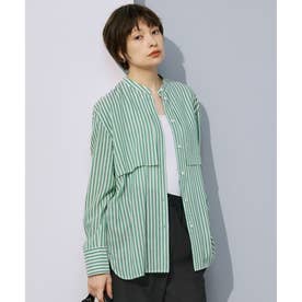 【洗える】キュプラローンストライプ シャツ （グリーンストライプ系）
