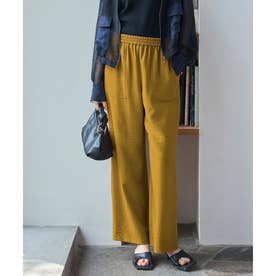 【人気のため新色追加・接触冷感・洗える】 ワッシャーツイル ワイドストレートパンツ （マスタード系）