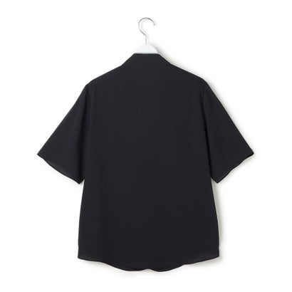 BackSatinAmunzen 5分袖配色ボウタイブラウス （サックスブルー×モチーフドット柄）｜詳細画像