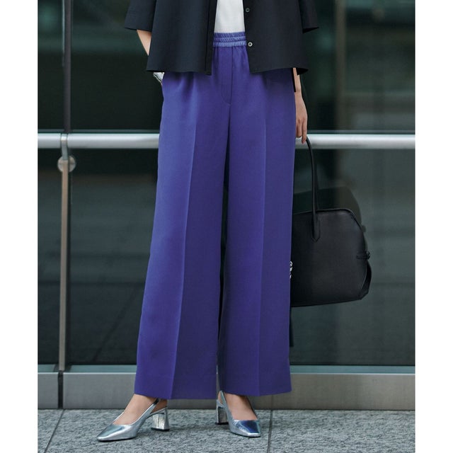 【WEB限定カラーあり】FluidBackSatin ワイドパンツ （ロイヤルブルー）