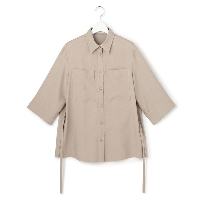 【WEB＆一部店舗限定】SerikaWorsted シャツブラウス （ベージュカーキ）