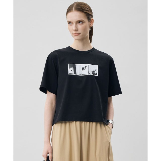 クロップド ロゴTEE（フォトプリント） （ブラック）