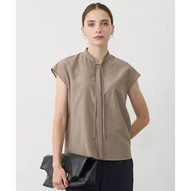 【新色追加・CLASSY.掲載】セシェシルキーローン フレンチスリーブボウタイブラウス （モカ）