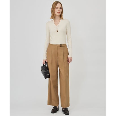 エクストラファインメリノ リブVネックプルオーバー （ディープレッド）｜詳細画像