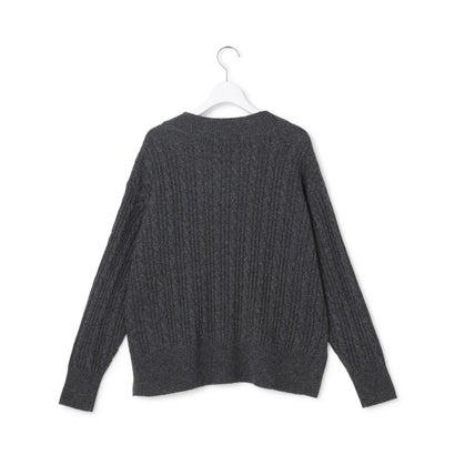 ソフトカシミヤミックス ケーブルVネックニット （チャコール）｜詳細画像