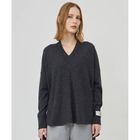 【WEB限定カラーあり】ソフトカシミヤミックス Vネックニット （チャコール）