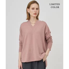 【WEB限定カラーあり】ソフトカシミヤミックス Vネックニット （ダスティピンク［WEB限定］）