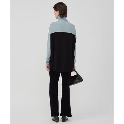 【WEB限定カラーあり】ヴィスコースワイド タートルネックプルオーバー （ベージュ×ブラック）｜詳細画像