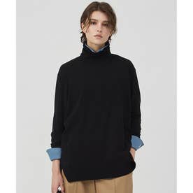 【WEB限定カラーあり】ヴィスコースワイド タートルネックプルオーバー （ブラック）