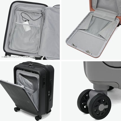 アジア・ラゲージ Asia Luggage スーツケース 機内持ち込み フロントオープン 拡張 静音キャスター PC収納 14inch 抗菌加工 TSロック USBポート 37L-44L Pitaflat PIF-8811-18W （ウォームグレー）｜詳細画像