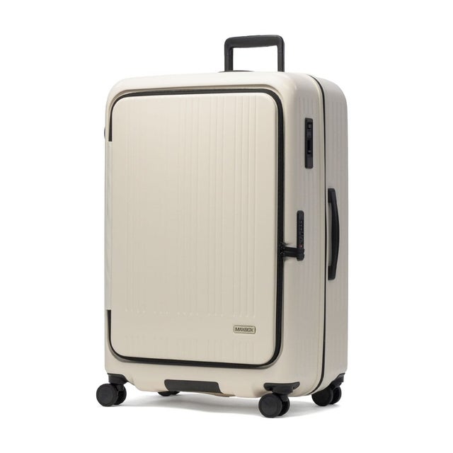スーツケース フロントオープン MAX BOX 100+10L キャリーケース Lサイズ 拡張 TSAロック 旅行 軽量 軽い 静音 大容量 100L-110L拡張可能 MX-8011-28W （マットバニラ）