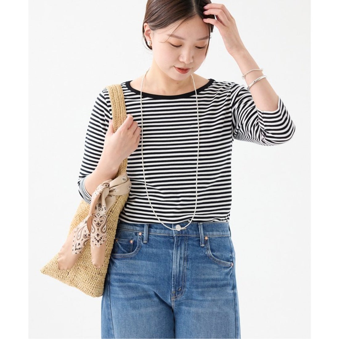 イエナ IENA ATON/エイトン 別注 SUVIN FRAISE ボートネック ボーダーT