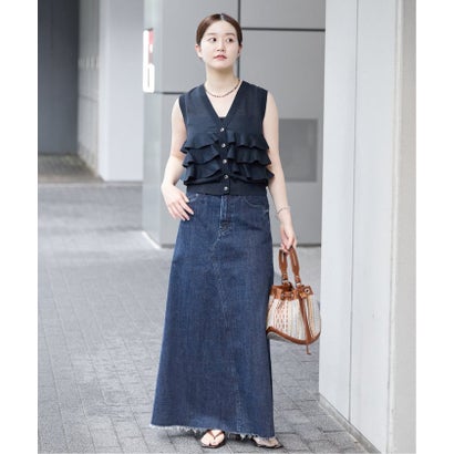 YANUK/ヤヌーク 別注 Flare Long Skirt スカート（ネイビー）｜詳細画像