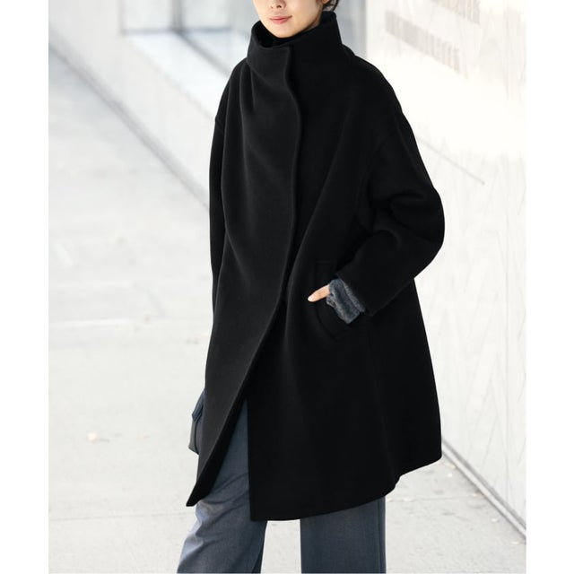 《予約》alfa-fi スタンドカラーコート （ブラック）