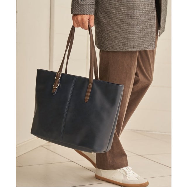 GPレザータッチトートBAG （ネイビーブルー）