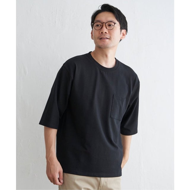 ストレッチインレイ7分袖Tシャツ （ブラック）