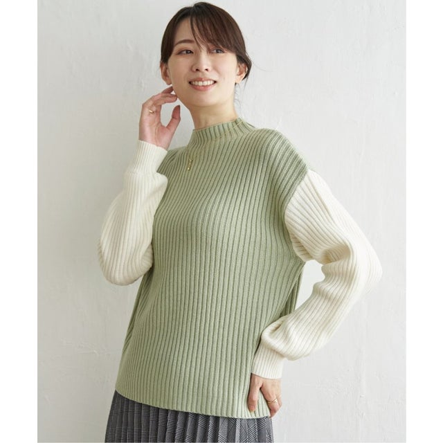 ハイショクワイドリブニット （ミントグリン）