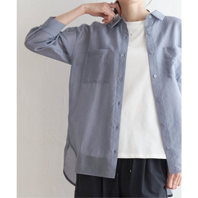 【コスパ最強／2点セット】シアーシャツタンクアンサンブル  （ブルー）