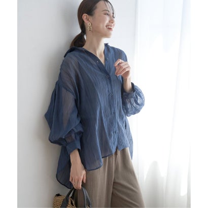 バックシャーリングシアーシャツ （ブルー）｜詳細画像