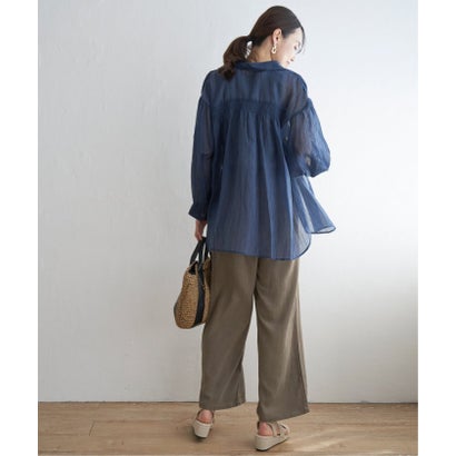バックシャーリングシアーシャツ （ブルー）｜詳細画像