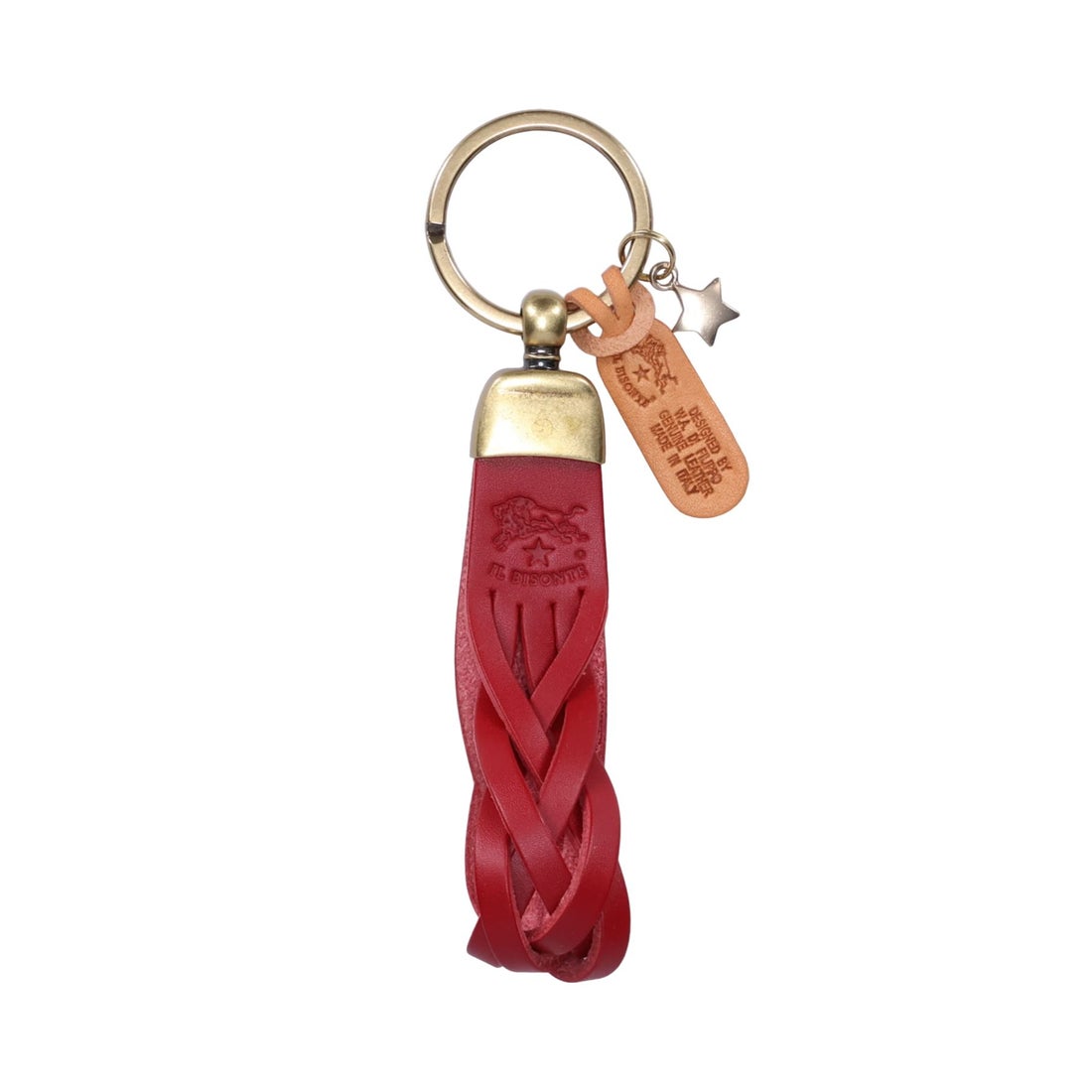 【新品未使用】IL BISONTE キーホルダーリング　ROSSO RUBINO イルビゾンテ IL BISONTE キーホルダー キーリング チャーム メンズ 本