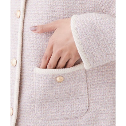ファンシーツィードコンパクトノーカラージャケット【ハンドウォッシャブル】 （ピンクベージュ(453)）｜詳細画像