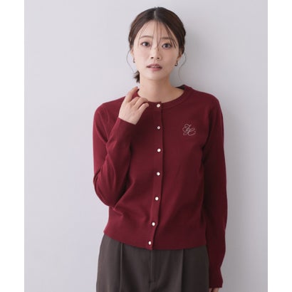インデックス index 配色刺繍クルーネックカーディガン【洗濯機OK】 （ボルドー(064)）｜詳細画像