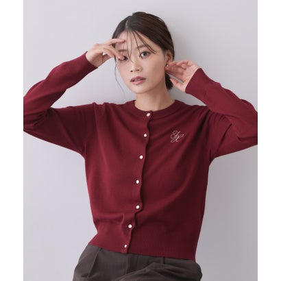 インデックス index 配色刺繍クルーネックカーディガン【洗濯機OK】 （ボルドー(064)）｜詳細画像