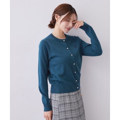 インデックス index 配色刺繍クルーネックカーディガン【洗濯機OK】 （ボルドー(064)）｜詳細画像