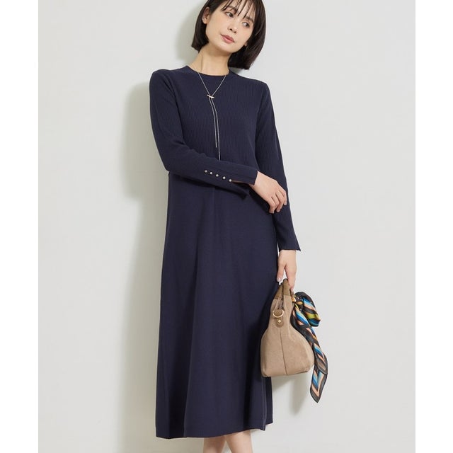 【一着でコーデ完成！】ニットコンビ 美スタイルワンピース （ネイビー(594)）