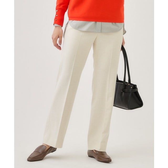 【新作！褒められパンツ／洗濯機OK】すっきりストレートパンツ （アイボリー(904)）